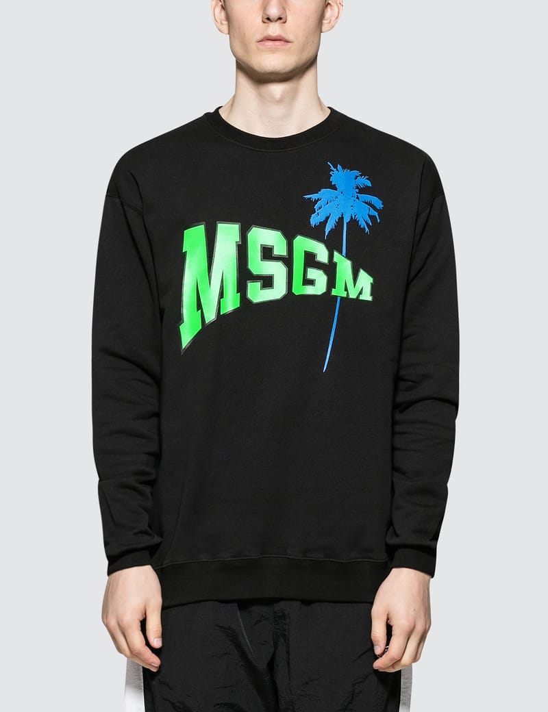MSGM - Logo with Palm Tree Print Sweatshirt | HBX - Globally Curated  Fashion and Lifestyle by Hypebeast