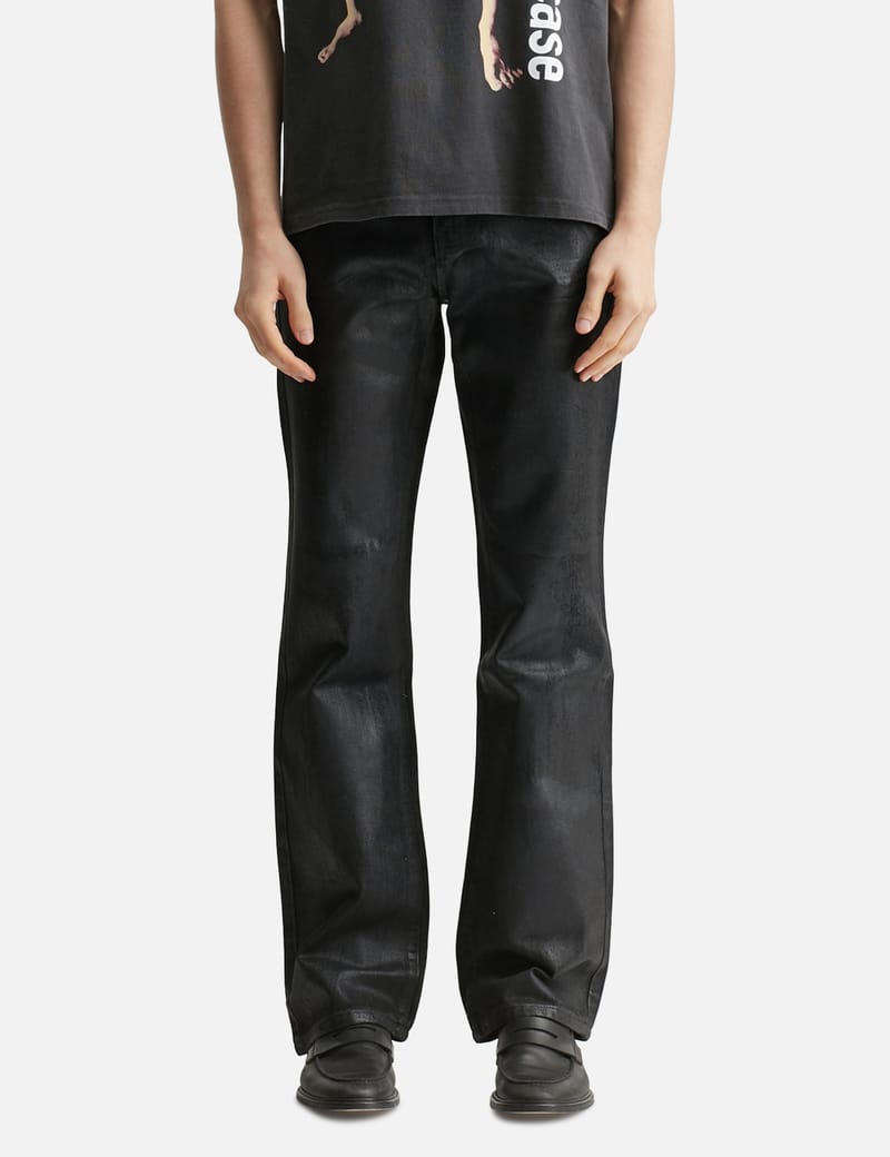 Basketcase Zombie Waxed Straight Leg Denim - Black waxed cotton