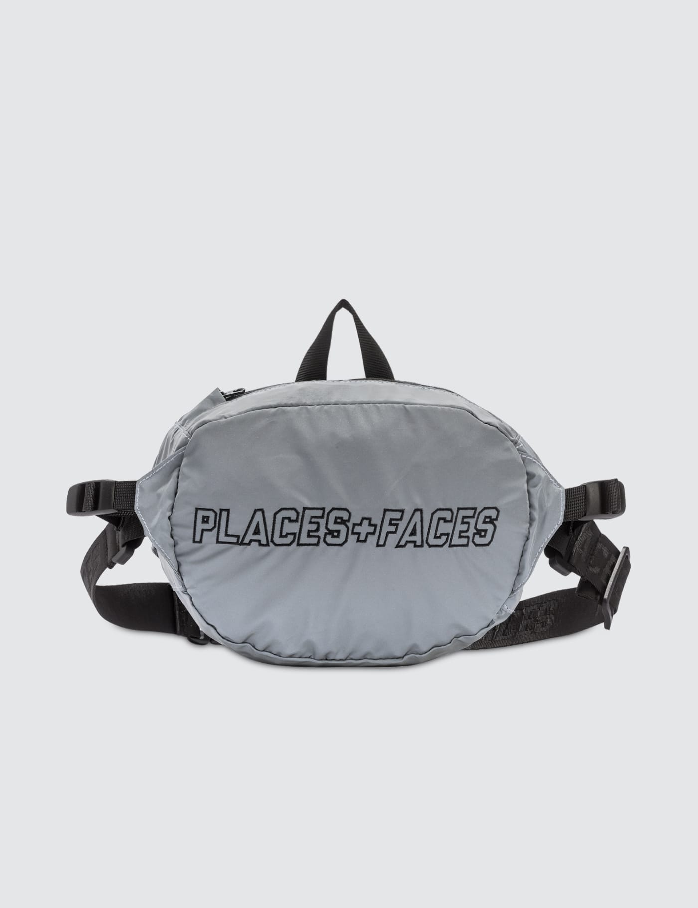 places faces reflective waist bag