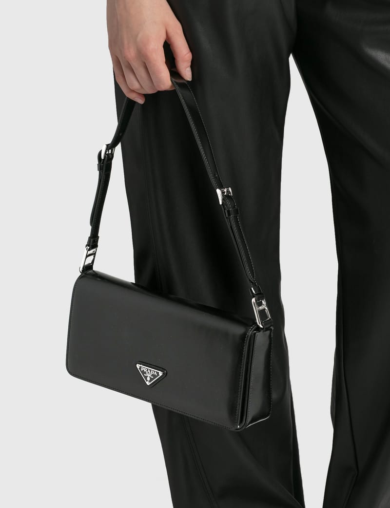 Prada - BRUSHED LEATHER SHOULDER BAG | HBX - Globally Prada - BRUSHED LEATHER SHOULDER BAG | HBX - Globally