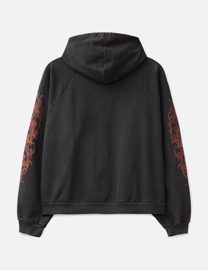 Basketcase Afflicted Zip-Up Hoodie - Vintage black cotton zip