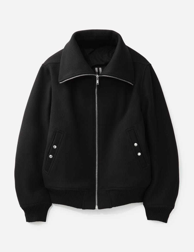 Rick Owens Blixa Dracucollar - Black wool melton jacket, hip