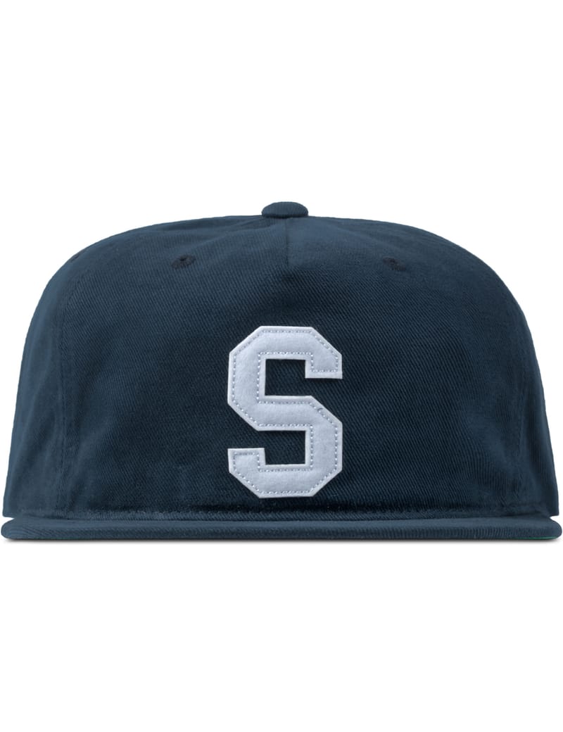 Stüssy - Navy Felt S Strapback Cap | HBX - Globally Curated