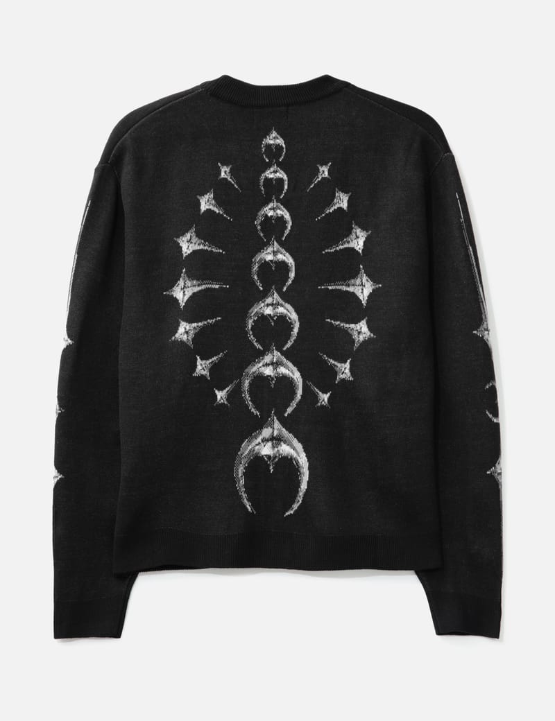 THUG CLUB TC Bone Knit Cardigan - Black V-neck knit with bold bone