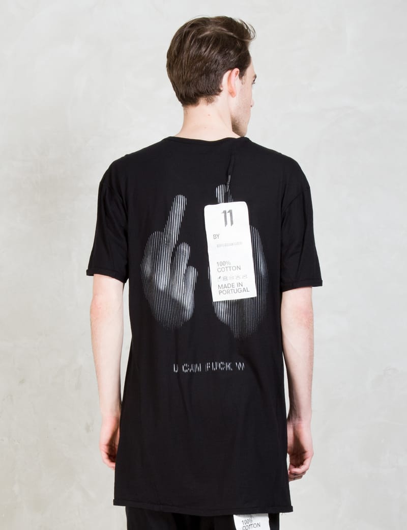 11 By Boris Bidjan Saberi - S/s T-Shirt With Finger Print At Back