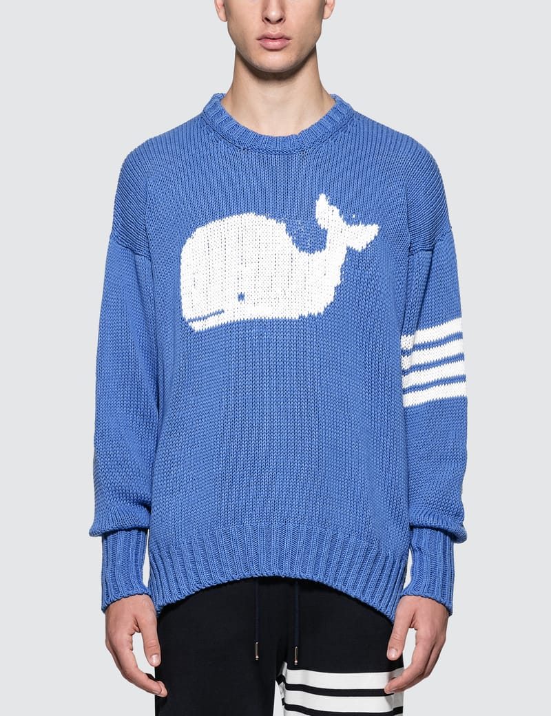 Thom browne blue deals whale sweater