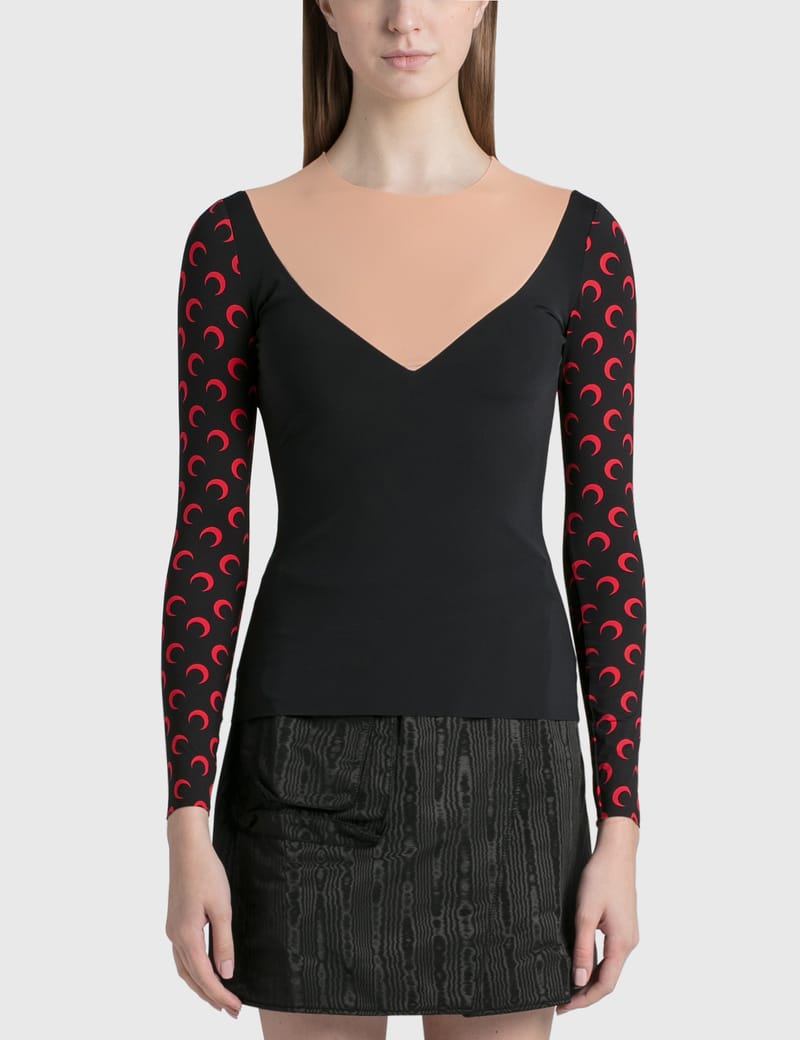 トップス MARINE SERRE TROMPE L'OEIL NECKLINE TOP Marine Serre - Trompe L'Oeil Neckline Top | HBX