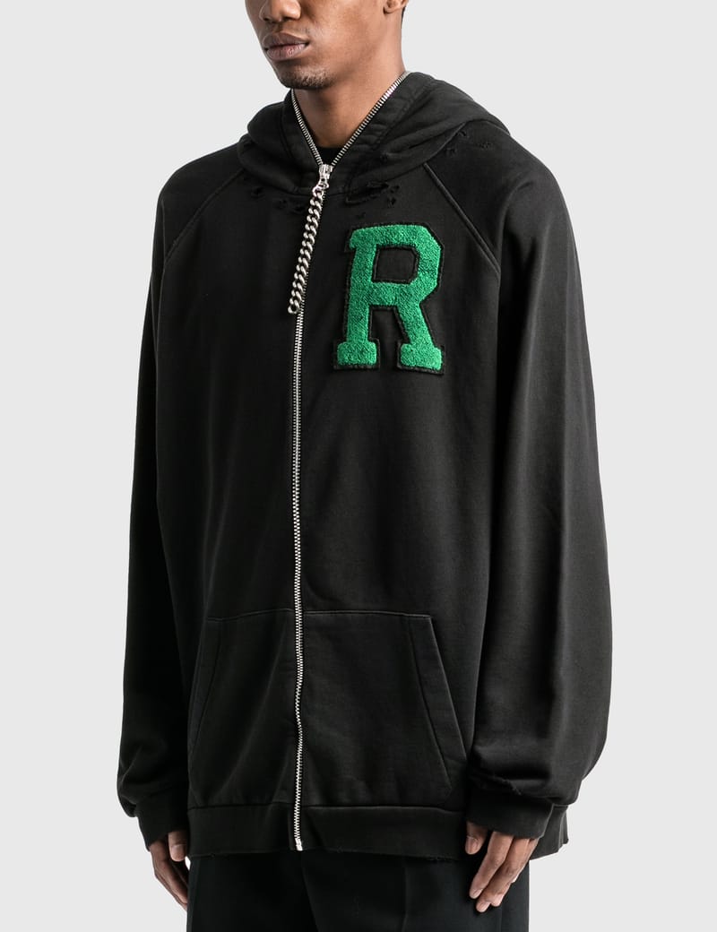 Raf Simons - Badge And Print Oversized Zipped Hoodie | HBX