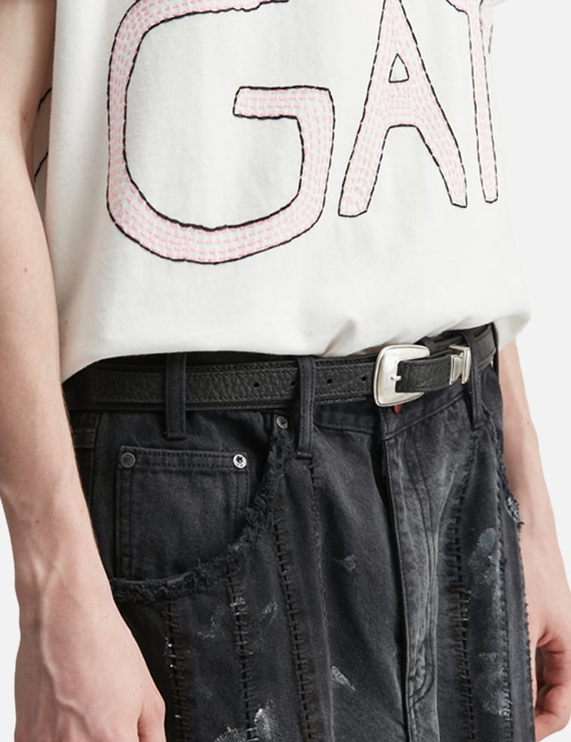 Lemaire Equestrian Belt - Black vegetable-tanned leather