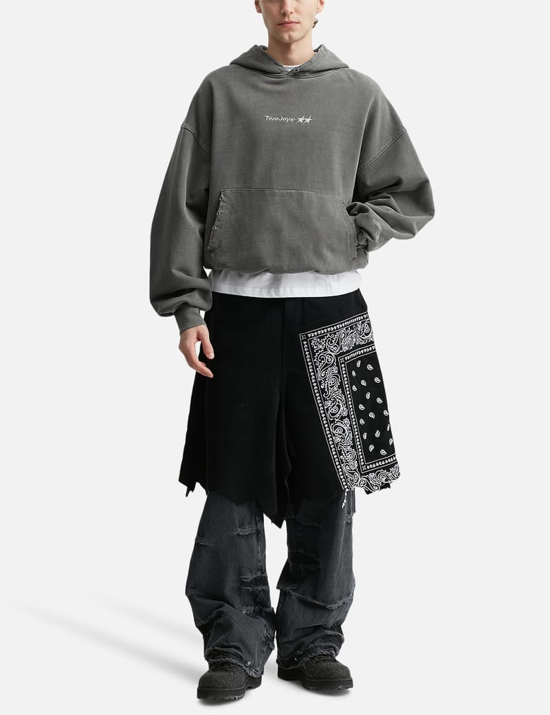 TwoJeys Icon Hoodie - Heavyweight 480gsm hand-distressed gray