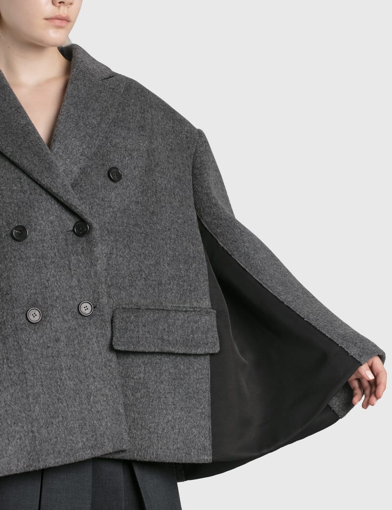 Grey wool fashion cape