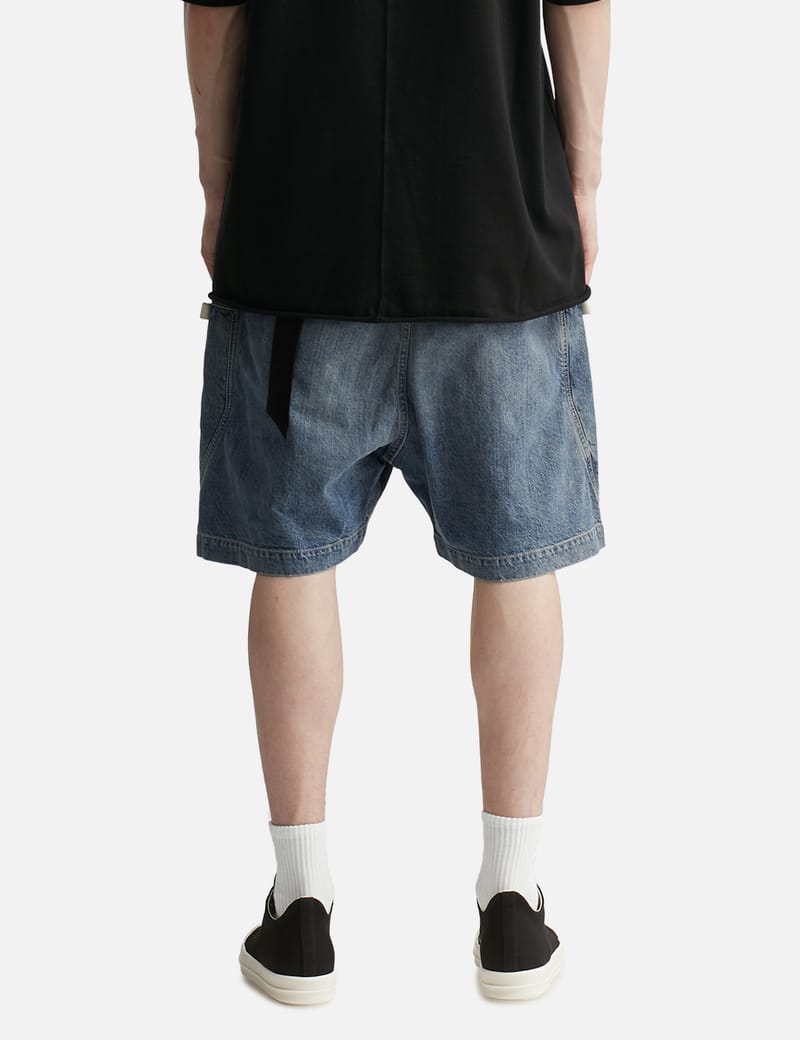 Rick Owens Drkshdw Bauhaus Pods - Washed indigo knee-length drop