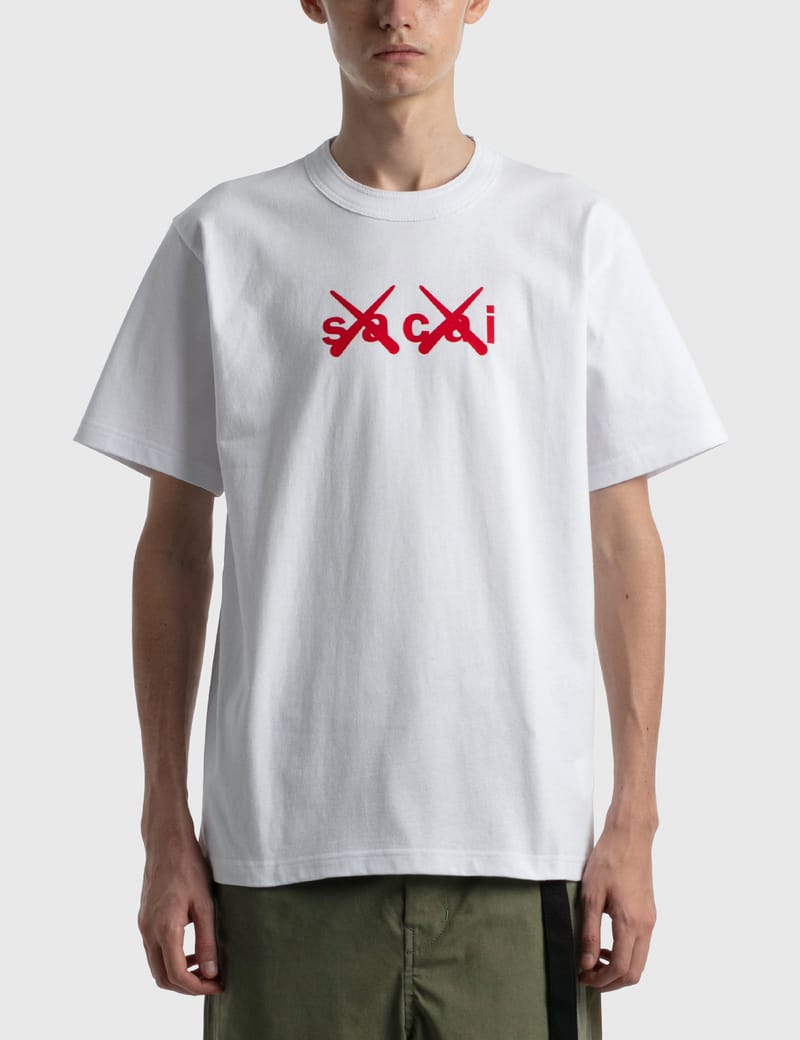 Sacai - KAWS Flock Print T-shirt | HBX - Globally Curated Fashion ...