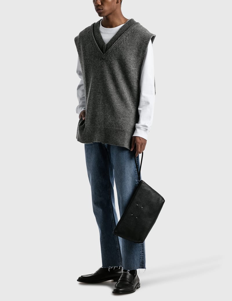 トップス Maison Margiela tape sweat dress vest Alpaca, cotton, and wool sweater vest in beige - Maison