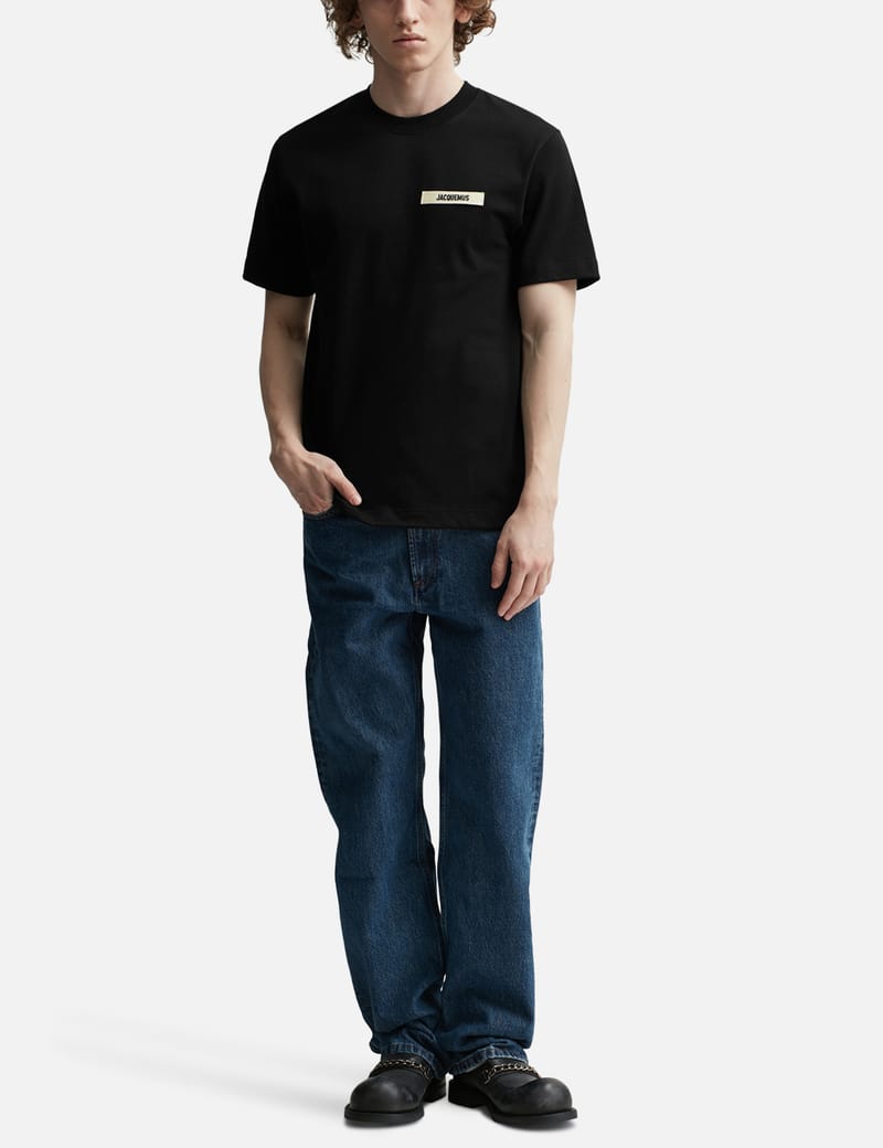 ★JACQUEMUS★ Le T-shirt Grosgrain Short Sleeve T-shirt Blac Le T-shirt Gros Grain cotton T-shirt in black - Jacquemus