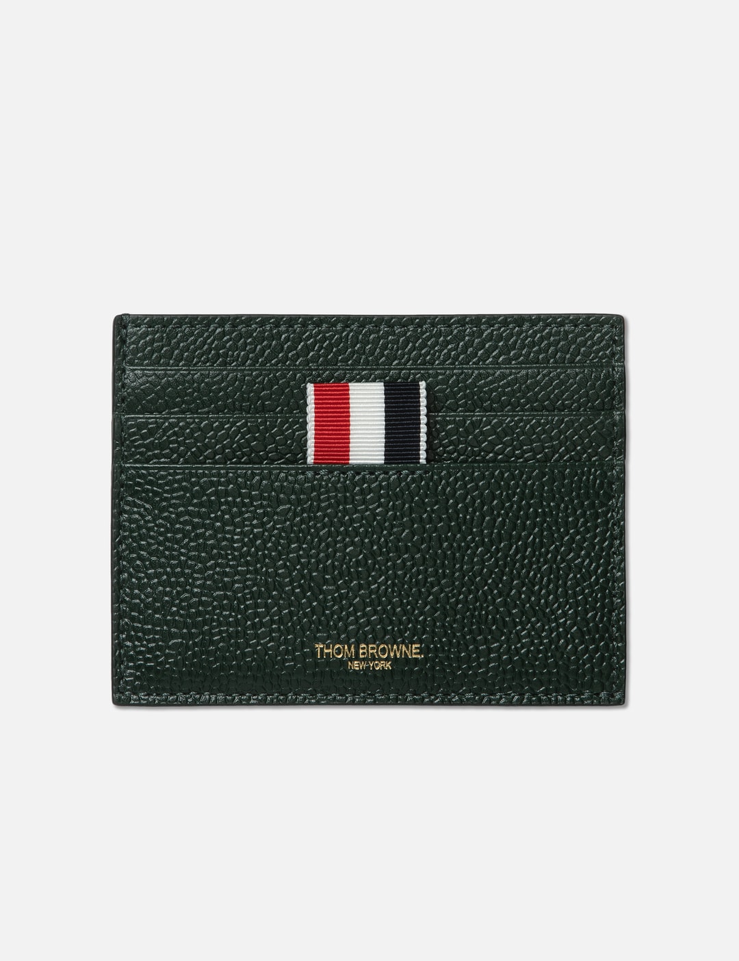 Thom Browne Pebble Grain Leather 4Bar Single Card Holder HBX