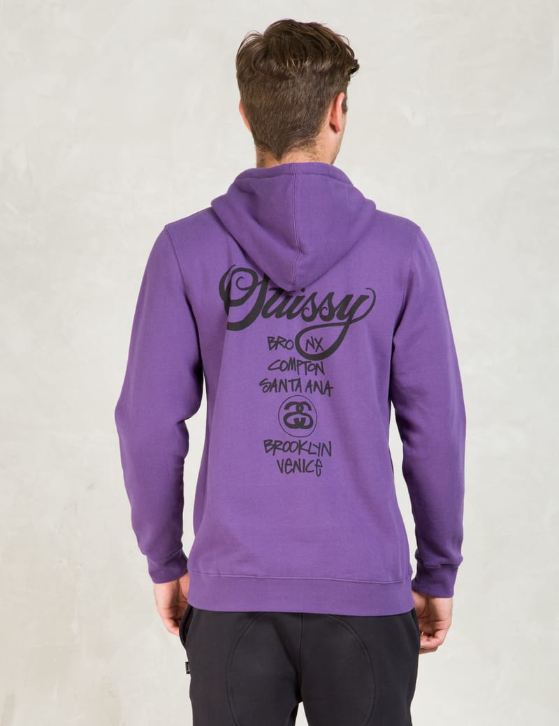 Stüssy - Purple World Tour Zip Hoodie | HBX