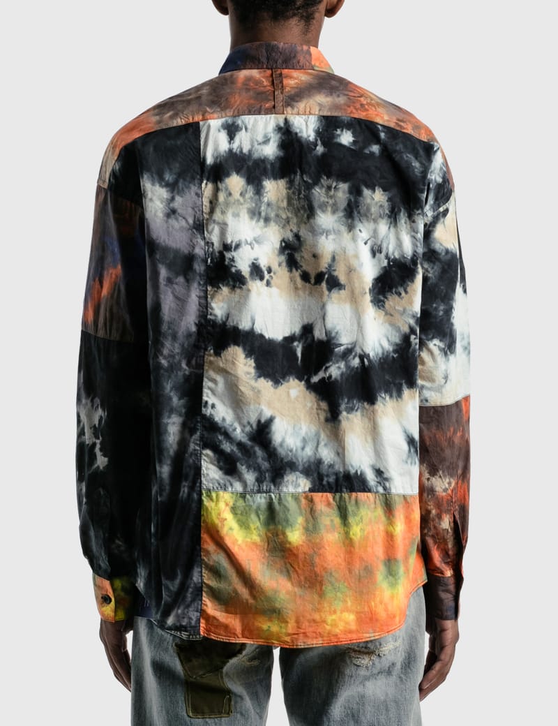 FDMTL - Rinse Tie Dye Boro Patchwork Shirt | HBX