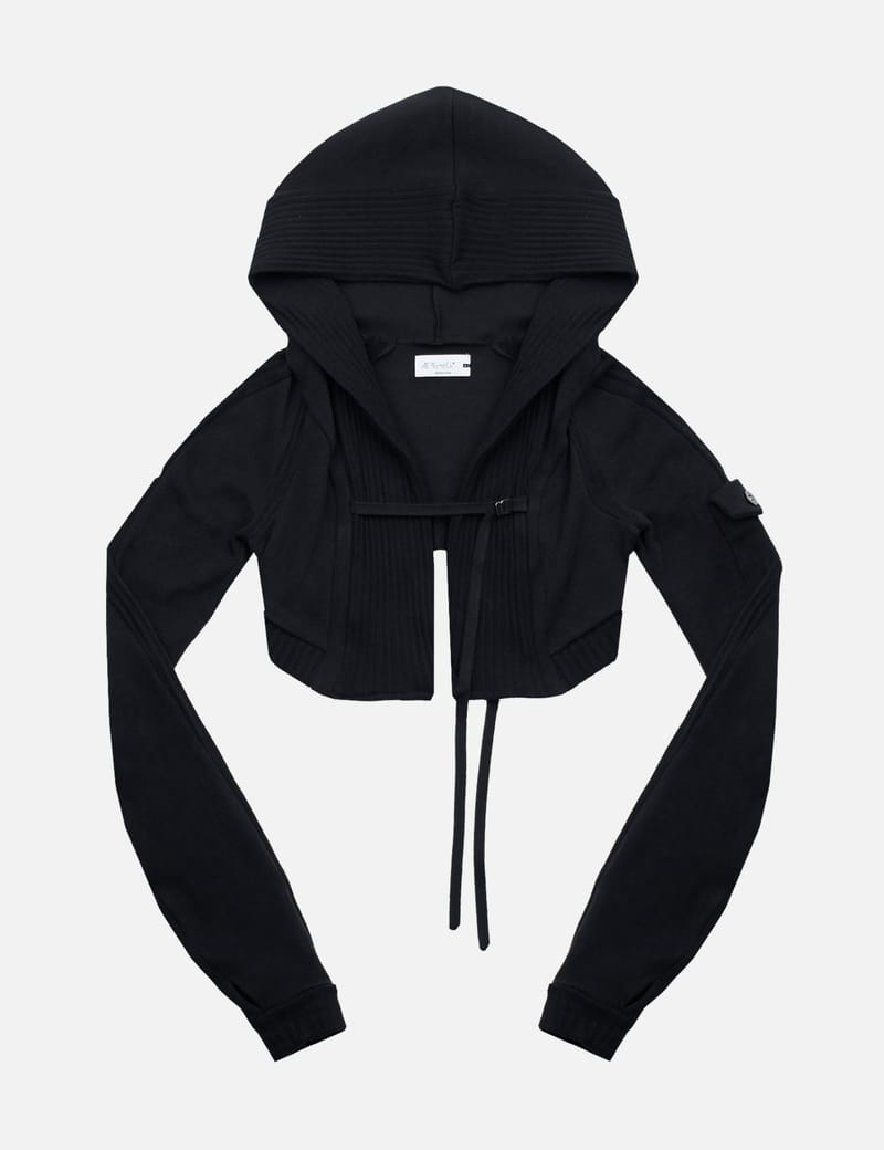 Æ Synctx Hooded Bolero - Cropped black bolero with hood