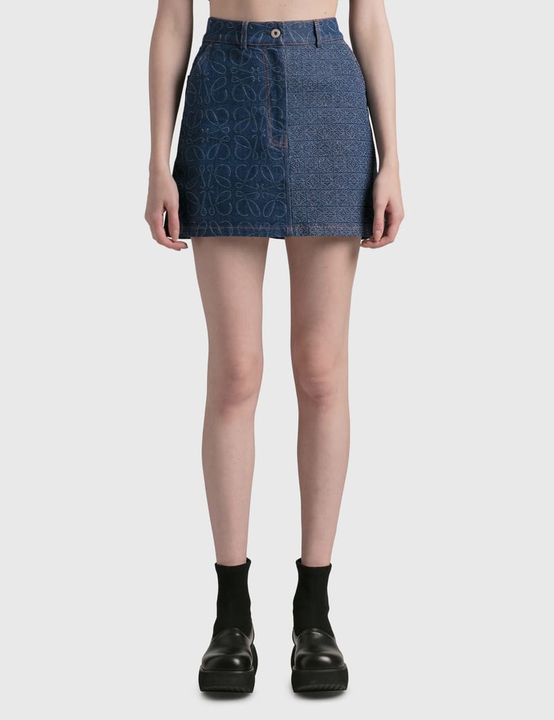 ミニスカート LOEWE Women Mini Skirts S540Y29L16 POWDERBLUE Loewe - Anagram Denim Mini Skirt | HBX - Globally Curated
