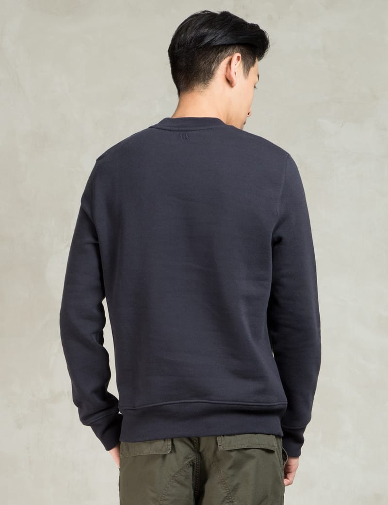 Ami - Navy Big AMI Crewneck Sweatshirt | HBX - Globally