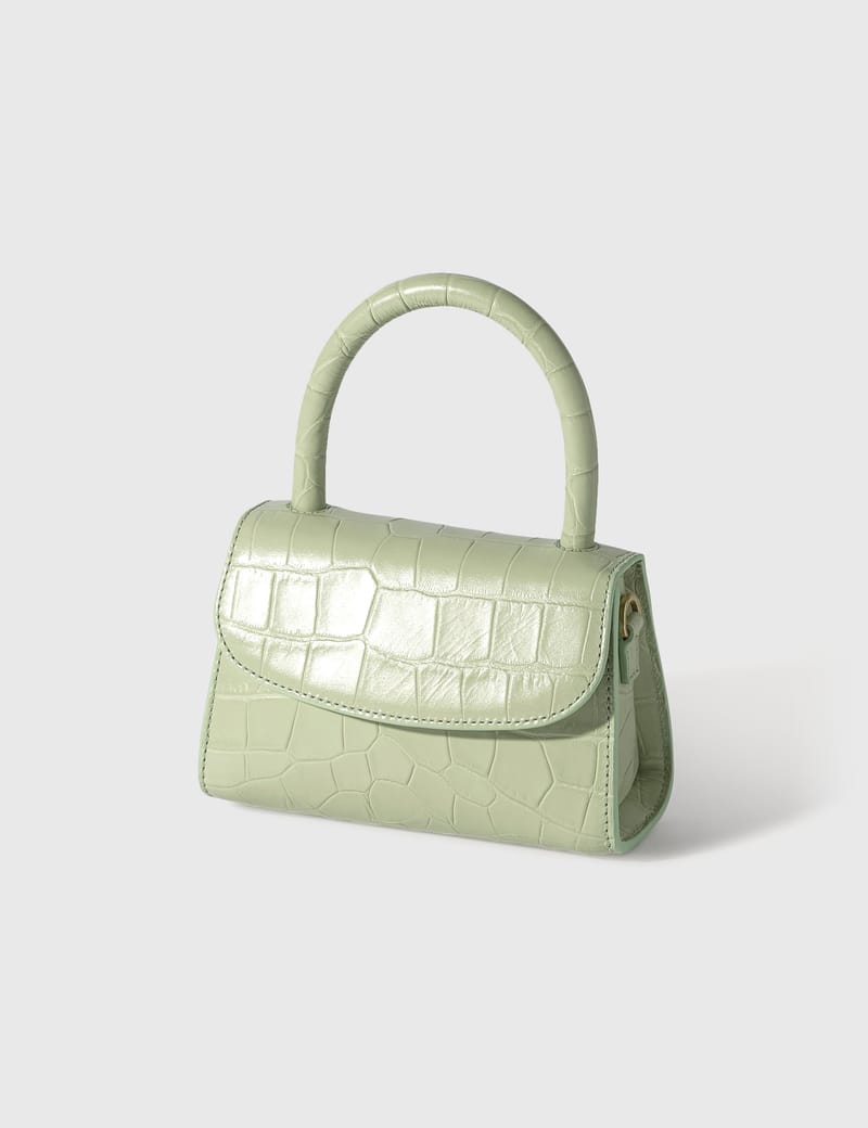 Mini Sage Green Croco Embossed Leather Bag