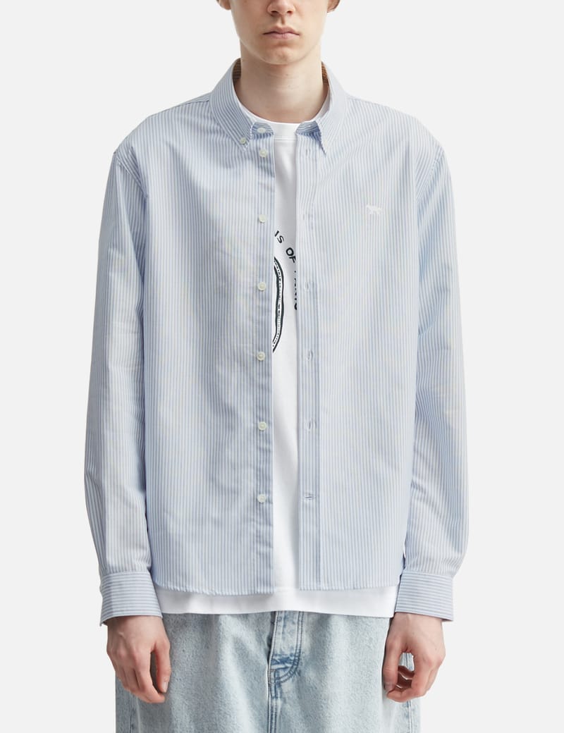 MAISON KITSUNÉ　OXFORD TRICOLOR FOX　blue Maison Kitsuné - Classic Tricolor Fox Oxford Shirt | HBX