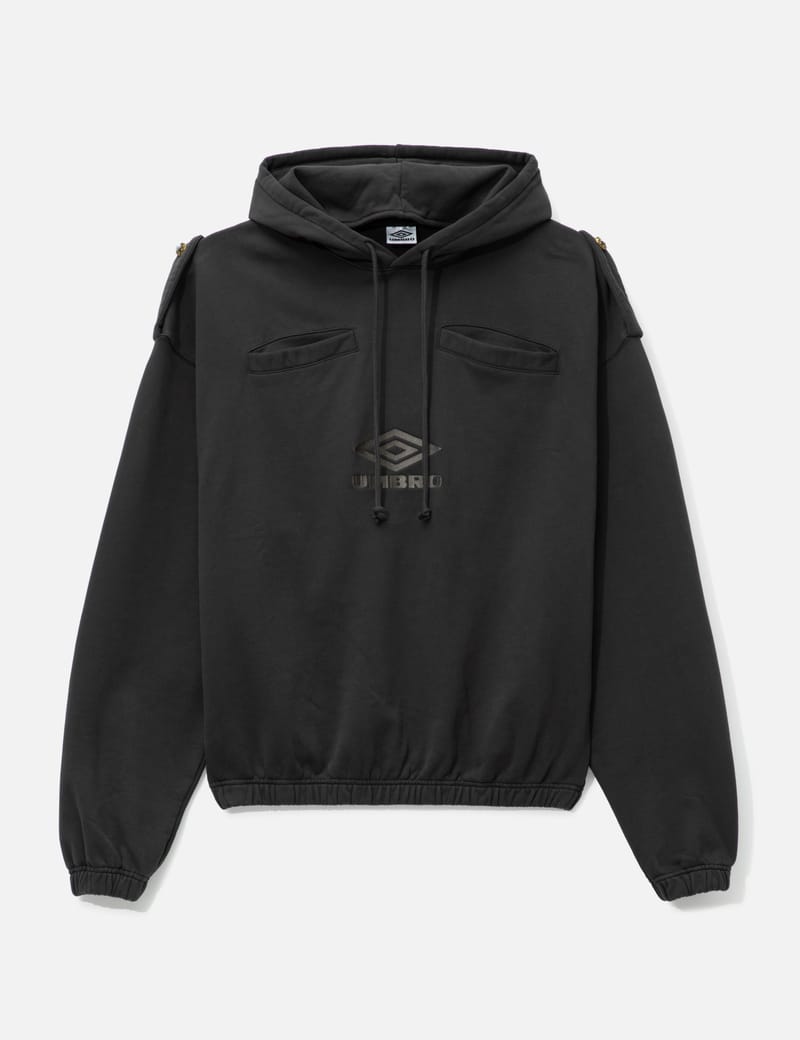【umbro×fekete】gathered hoodie vest Sudadera Umbro Compact Masked Zip Hoddie Washed Black