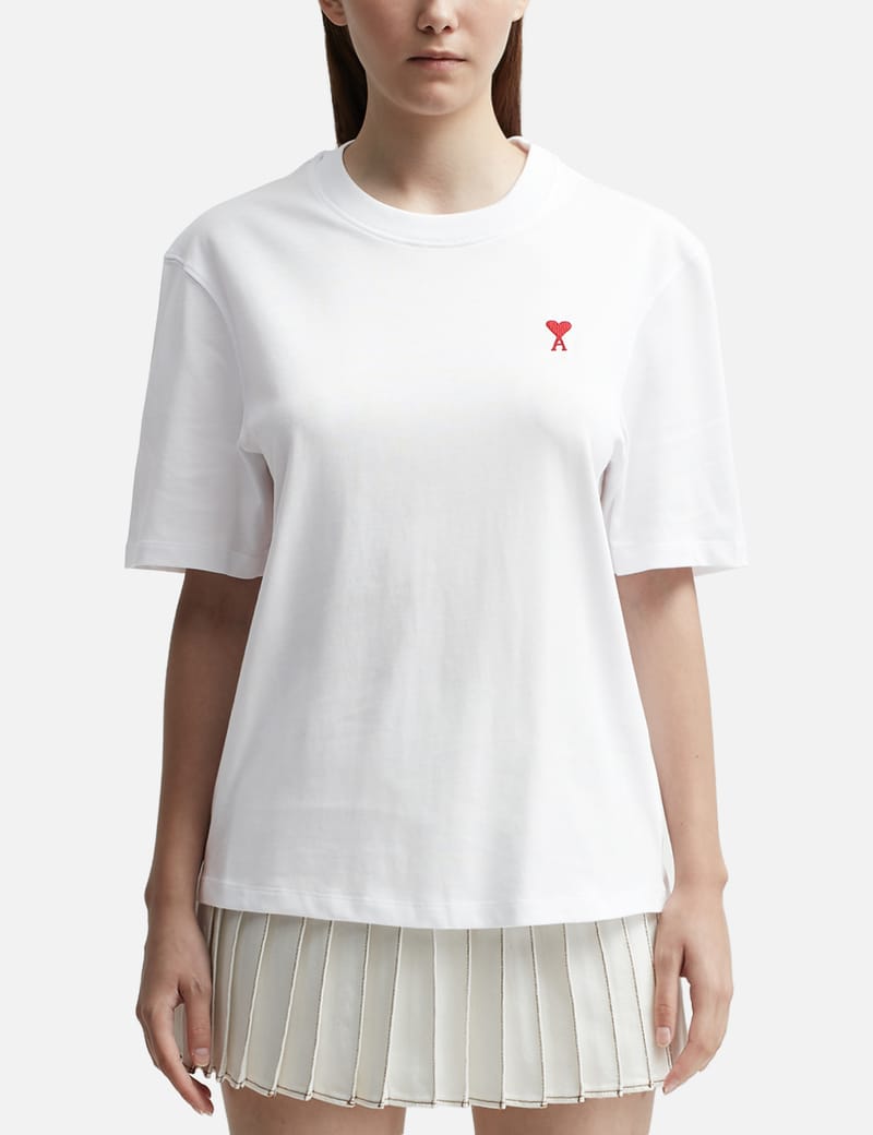 Tシャツ・カットソー Ami Unisex Small Heart Logo Boxy Fit T-Shirt White AMI Heart Logo T-Shirt White at CareOfCarl.com