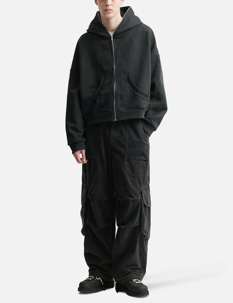 ＜Entire Studios＞ETERNAL ZIP フーディー S ブラック eternal zip washed black – entire studios