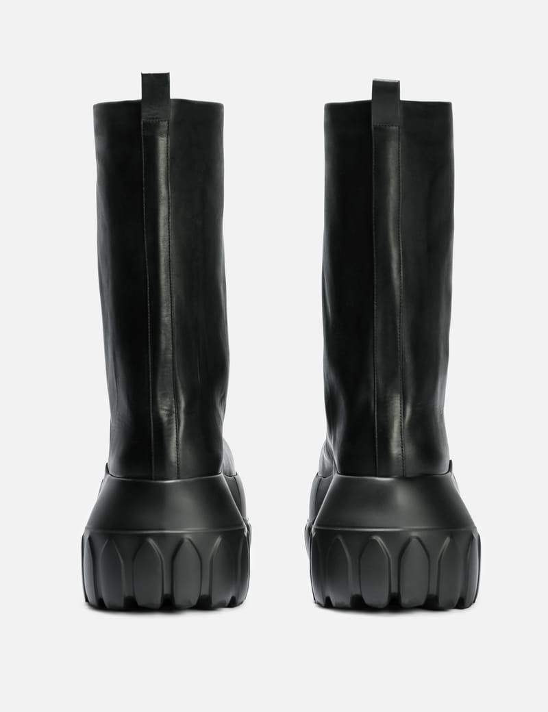 Rick Owens Flared Mega Tractor Boots - Black calf leather boots