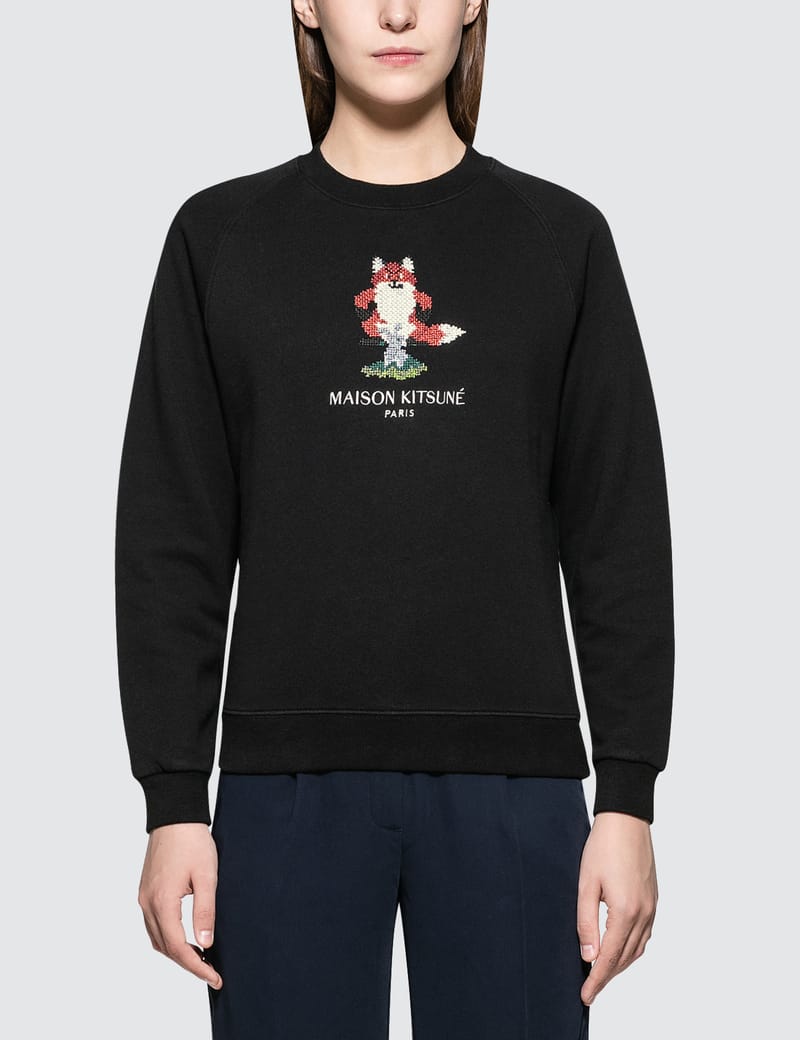 Maison kitsune pixel fox sweatshirt hotsell