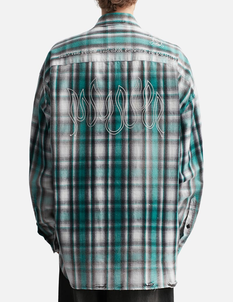 Maison Mihara Yasuhiro Vintage Like Check Shirt - Distressed green