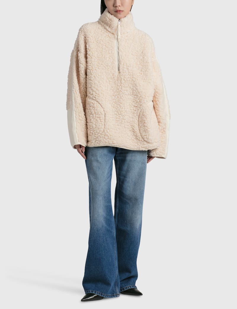 Face cotton fleece hoodie in neutrals - Acne Studios