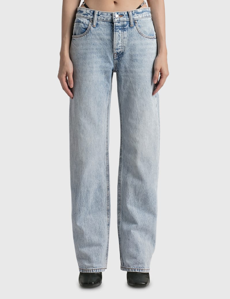 T By Alexander Wang - Diamante Logo Strap Layer Jeans | HBX 