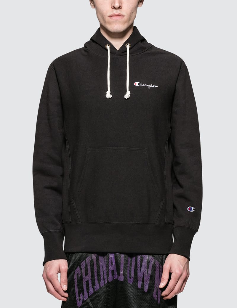 Small script logo discount reverse weave hoodie