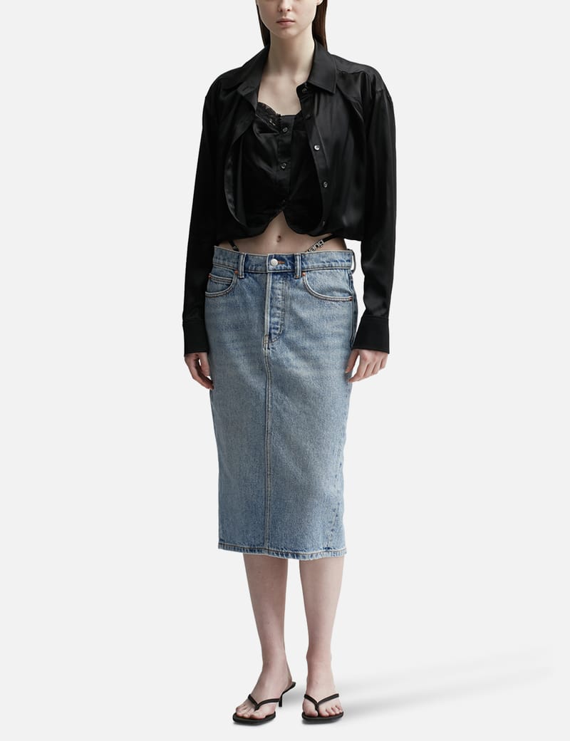 ANDREĀDAMO - WET LEATHER MAXI SKIRT | HBX - Globally Curated