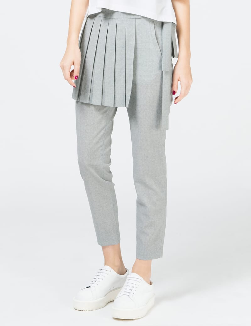 grey pleated trousers womens