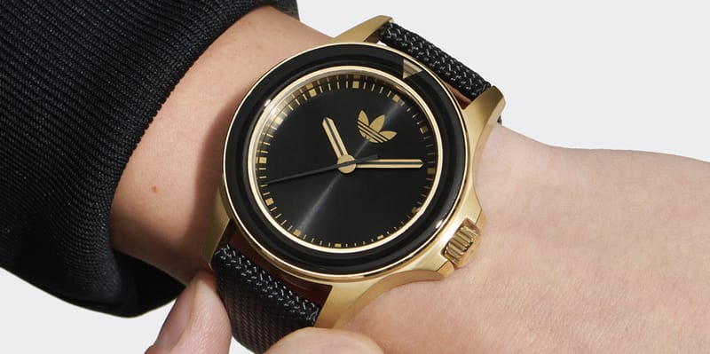 Adidas black discount and gold watch